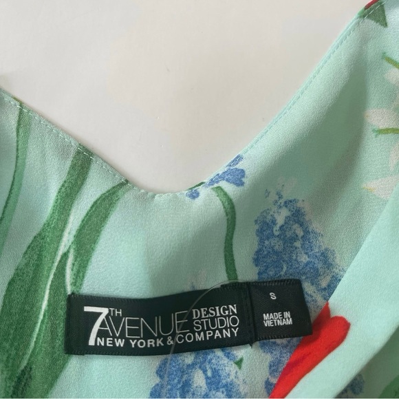 Floral Print Teal Ruffle Design Cold Shoulder Sheer Sleeveless Blouse - Picture 3 of 4